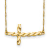 Lex & Lu 14k Yellow Gold Polished Twisted Sideways Cross Necklace 17'' - Lex & Lu