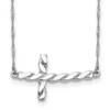 Lex & Lu 14k White Gold Polished Twisted Sideways Cross Necklace 17'' - Lex & Lu