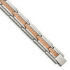 Lex & Lu Chisel Stainless Steel Polished & Textured Rose G/P Bracelet 8.5'' - Lex & Lu