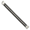 Lex & Lu Chisel Stainless Steel Brushed Black Leather Bracelet 8.5'' LAL117977 - 3 - Lex & Lu