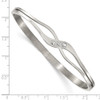 Lex & Lu Chisel Stainless Steel Polished w/CZ Hinged Bangle LAL118019 - 4 - Lex & Lu