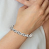 Lex & Lu Chisel Stainless Steel Polished Textured Fancy Rope Bracelet 8'' - 6 - Lex & Lu