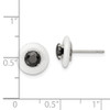 Lex & Lu Chisel Stainless Steel Polished White Ceramic w/Black CZ Post Earrings - 4 - Lex & Lu