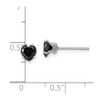 Lex & Lu Chisel Stainless Steel Polished 5mm Black Heart CZ Stud Post Earrings - 5 - Lex & Lu