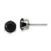 Lex & Lu Chisel Stainless Steel Polished 7mm Black Round CZ Stud Post Earrings - Lex & Lu