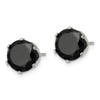 Lex & Lu Chisel Stainless Steel Polished 9mm Black Round CZ Stud Post Earrings - 3 - Lex & Lu