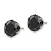 Lex & Lu Chisel Stainless Steel Polished 10mm Black Round CZ Stud Post Earrings - 3 - Lex & Lu