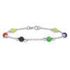 Lex & Lu Sterling Silver Polished Multi-Color Jade Anklet 9'' - 4 - Lex & Lu