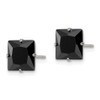 Lex & Lu Chisel Stainless Steel Polished 8mm Black Square CZ Stud Post Earrings - 3 - Lex & Lu