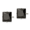 Lex & Lu Chisel Stainless Steel Polished 9mm Black Square CZ Stud Post Earrings - 3 - Lex & Lu