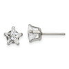 Lex & Lu Chisel Stainless Steel Polished 7mm Star CZ Stud Post Earrings - Lex & Lu