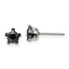 Lex & Lu Chisel Stainless Steel Polished 6mm Black Star CZ Stud Post Earrings - Lex & Lu