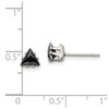 Lex & Lu Chisel Stainless Steel 5mm Black Triangle CZ Stud Post Earrings - 5 - Lex & Lu