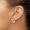 Lex & Lu Chisel Stainless Steel Polished w/2 Rows of CZ Hinged Hoop Earrings - 4 - Lex & Lu