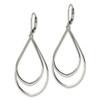 Lex & Lu Chisel Stainless Steel Double Tear-drop Leverback Dangle Earrings - 3 - Lex & Lu