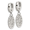 Lex & Lu Chisel Stainless Steel Polished Flower Hinged Hoop Dangle Earrings - 3 - Lex & Lu