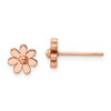 Lex & Lu Chisel Stainless Steel Polished Rose Plated Flower Post Earrings - Lex & Lu