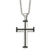 Lex & Lu Chisel Stainless Steel Polished Black Plated Cross Necklace 22'' - Lex & Lu