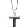 Lex & Lu Chisel Stainless Steel & Blk Plated Cross Necklace 22'' LAL118268 - Lex & Lu