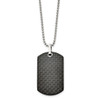 Lex & Lu Chisel Stainless Steel Solid Black Carbon Fiber Dog Tag Necklace 24'' - 2 - Lex & Lu