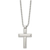 Lex & Lu Chisel Stainless Steel Brushed & Polished Cross Necklace 22'' LAL118276 - 2 - Lex & Lu