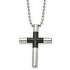 Lex & Lu Chisel Stainless Steel Black Plated Cross Necklace 22'' LAL118277 - Lex & Lu