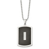 Lex & Lu Chisel Stainless Steel w/CZ & Black Carbon Fiber Inlay Necklace 22'' - Lex & Lu