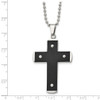 Lex & Lu Chisel Stainless Steel & Blk Plated Cross Necklace 22'' LAL118286 - 3 - Lex & Lu