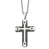 Lex & Lu Chisel Stainless Steel & Blk Plated Cross Necklace 22'' LAL118287 - Lex & Lu