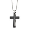 Lex & Lu Chisel Stainless Steel Black Plated Cut out Cross Necklace 22'' - 2 - Lex & Lu