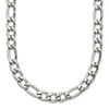 Lex & Lu Chisel Stainless Steel Polished Figaro Chain Necklace 24'' - Lex & Lu