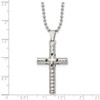 Lex & Lu Chisel Stainless Steel Polished w/Black Enamel Cross Necklace 24'' - 5 - Lex & Lu