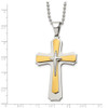 Lex & Lu Chisel Stainless Steel Yellow Plated Cross Necklace 24'' LAL118304 - 5 - Lex & Lu