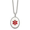 Lex & Lu Chisel Stainless Steel Enameled Oval Medical Charm Necklace 20'' - Lex & Lu