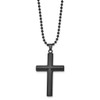 Lex & Lu Chisel Stainless Steel Brushed Black Plated Cross Necklace 24'' LALSRN2354-24 - 2 - Lex & Lu
