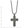 Lex & Lu Chisel Stainless Steel Brushed & Blk Plated Laser-cut Cross Necklace - 3 - Lex & Lu