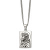 Lex & Lu Chisel Stainless Steel Antiqued and Polished Jesus Necklace 24'' - 3 - Lex & Lu