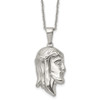 Lex & Lu Chisel Stainless Steel Polished Jesus Sillouete Necklace 22'' - Lex & Lu