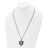 Lex & Lu Chisel Stainless Steel Black Plated w/CZ Cross Shield Necklace 24'' - 4 - Lex & Lu