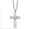 Lex & Lu Chisel Stainless Steel Polished Cross Necklace 24'' LAL118362 - 3 - Lex & Lu
