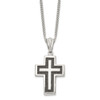 Lex & Lu Chisel Stainless Steel Antiqued and Polished Cross Necklace 24'' - 3 - Lex & Lu