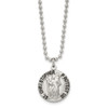 Lex & Lu Chisel Stainless Steel & Enameled St. Christopher Medal Necklace 22'' - Lex & Lu