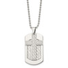 Lex & Lu Chisel Stainless Steel Polished & Textured Cross & Dog tag Necklace 24'' - 6 - Lex & Lu