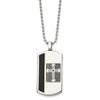 Lex & Lu Chisel Stainless Steel Brushed Black Plated Cross Dog Tag 22'' - Lex & Lu