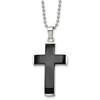 Lex & Lu Chisel Stainless Steel Polished Black IP plated Cross Necklace 22'' - Lex & Lu