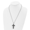 Lex & Lu Chisel Stainless Steel Polished Black IP plated Cross Necklace 22'' - 4 - Lex & Lu