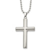 Lex & Lu Chisel Stainless Steel Brushed/Polished Cross Necklace 22'' LAL118401 - Lex & Lu