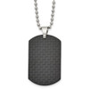 Lex & Lu Chisel Stainless Steel Blk Solid Carbon Fiber Dog Tag Necklace 22'' - Lex & Lu