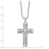 Lex & Lu Chisel Stainless Steel Polished w/Carbon Fiber Inlay Cross Necklace 24'' - 3 - Lex & Lu