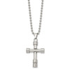 Lex & Lu Chisel Stainless Steel Polished Cross Necklace 22'' LAL118410 - 3 - Lex & Lu